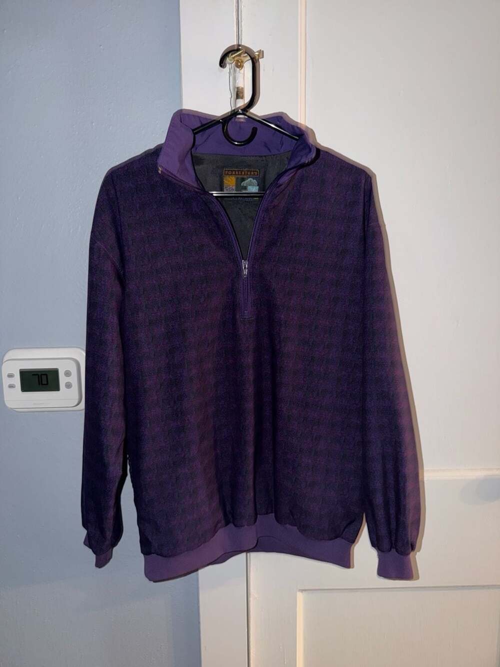 Forrester's 1/4 Zip Windbreaker Jacket Size M Purple Patterned